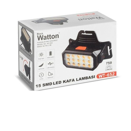 Watton WT-652 15 Ledli Sarı Beyaz Şarjlı Kafa Lambası