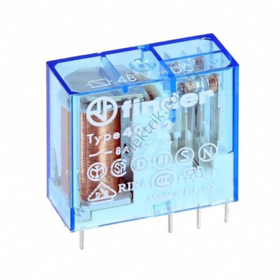 Finder F.40.52.9.048.0000-Minyatür PCB Röle 2 Co-8A Kont 48V DC Pin:-5mm