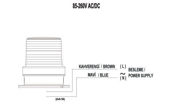 Mucco SNT-125-KFS-3 90 Serisi Kafesli Power Led Tepe Lambası 85-260V AC/DC