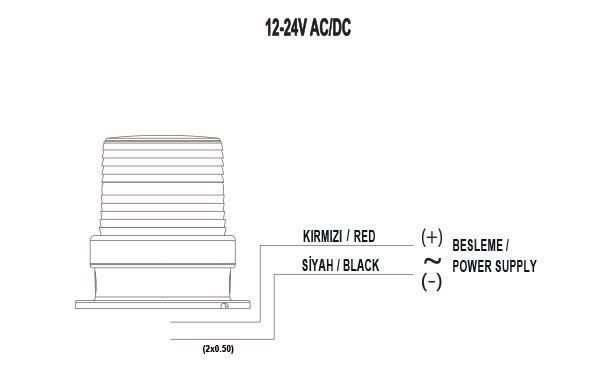 Mucco SNT-125-B-KFS-1 90 Serisi Power Led Buzzer Tepe Lambası 85-260V AC/DC