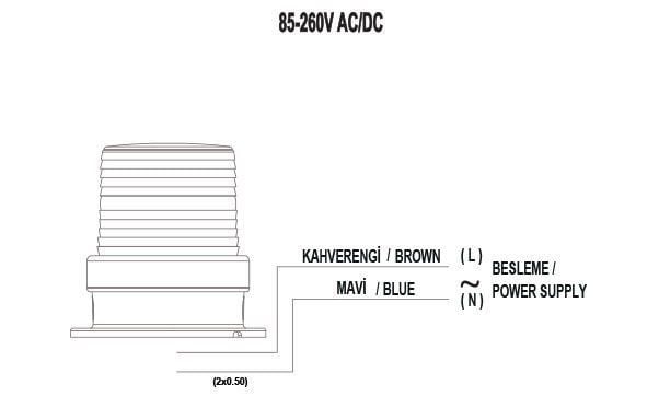 Mucco SNT-125-B-KFS-1 90 Serisi Power Led Buzzer Tepe Lambası 85-260V AC/DC