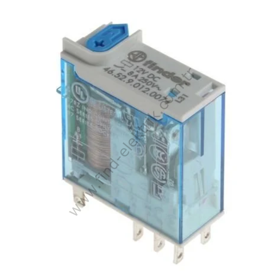 Finder F.46.52.9.012.0074-Soket Tipi 2Co,8A,12VDC Test Butonu+Led