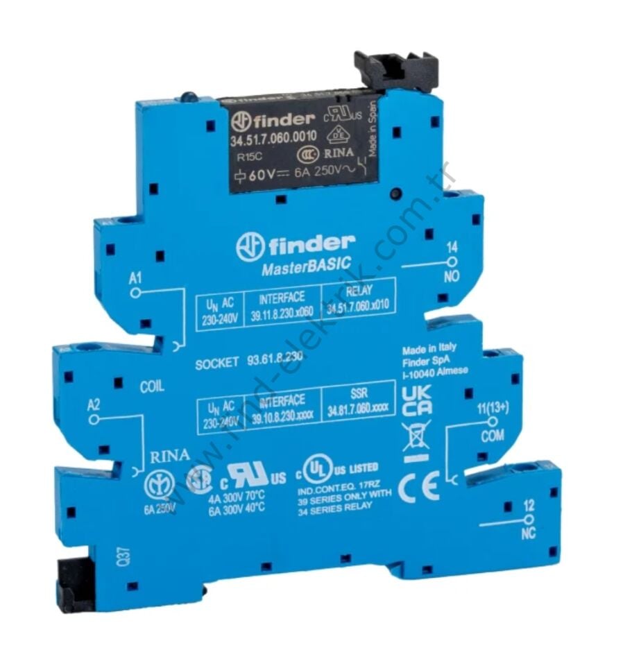 Finder F.39.11.8.230.0060-230V AC Takım Slim Röle