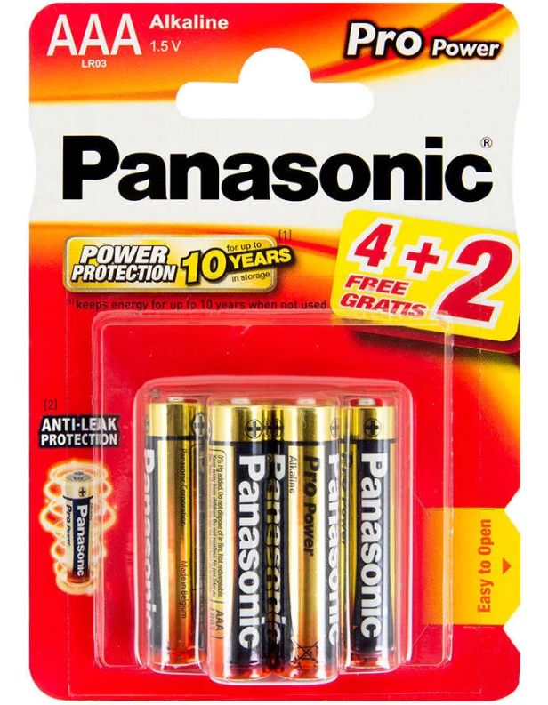 Panasonic LR03PPG/6BP PANASONİC Pro Power Alkalin AAA İnce Pil 4+2'Li Paket