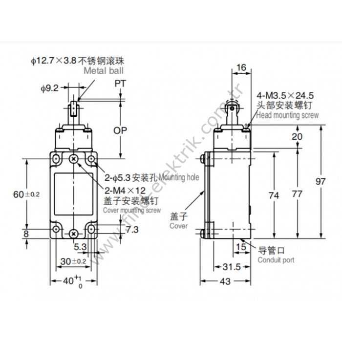 Cntd C4B-4172N Doğrusal Ters Makaralı Pim Limit Şalter