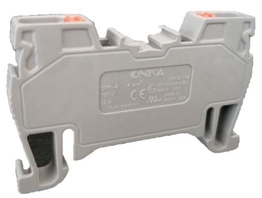 Onka 1020024 Opk 4mm² Yay Bağlantılı Ray Klemens Gri Renk