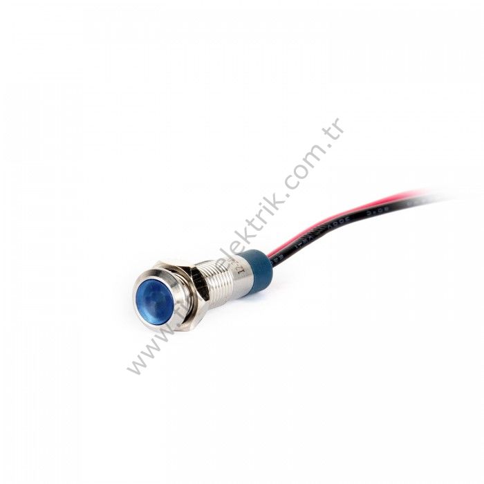 Gerta G6-130-15-BD 6mm Metal Sinyal Lambası 15cm Kablolu 6-24V Mavi