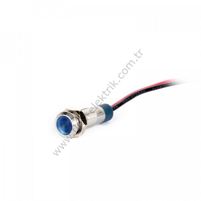 Gerta G6-130-15-BD 6mm Metal Sinyal Lambası 15cm Kablolu 6-24V Mavi