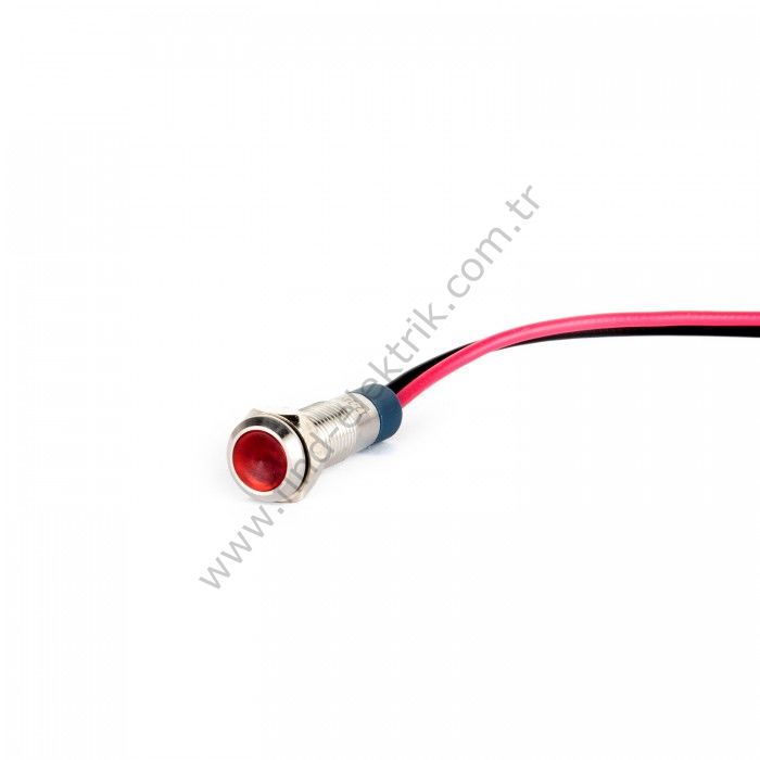 Gerta G6-130-15-RD 6mm Metal Sinyal Lambası 15cm Kablolu 6-24V Kırmızı
