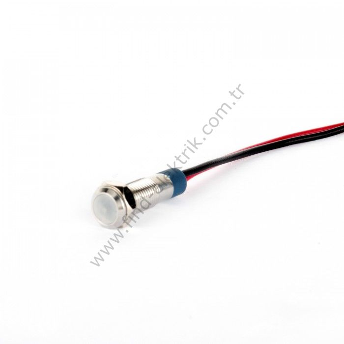 Gerta G6-130-15-WD 6mm Metal Sinyal Lambası 15cm Kablolu 6-24V Beyaz