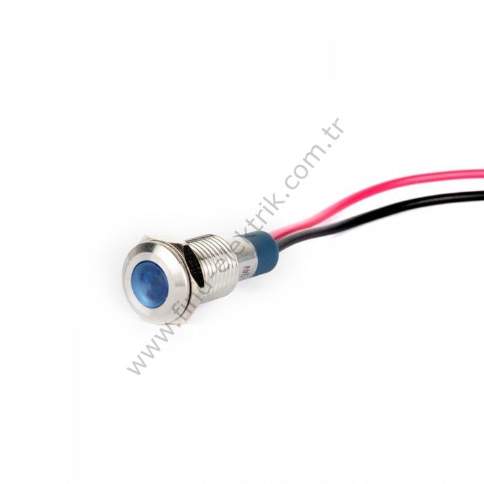 Gerta G8-130-15-BD 8mm Metal Sinyal Lambası 15cm Kablolu 6-24V Mavi