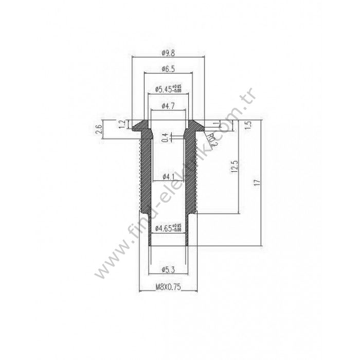 Gerta G8-130-15-BD 8mm Metal Sinyal Lambası 15cm Kablolu 6-24V Mavi