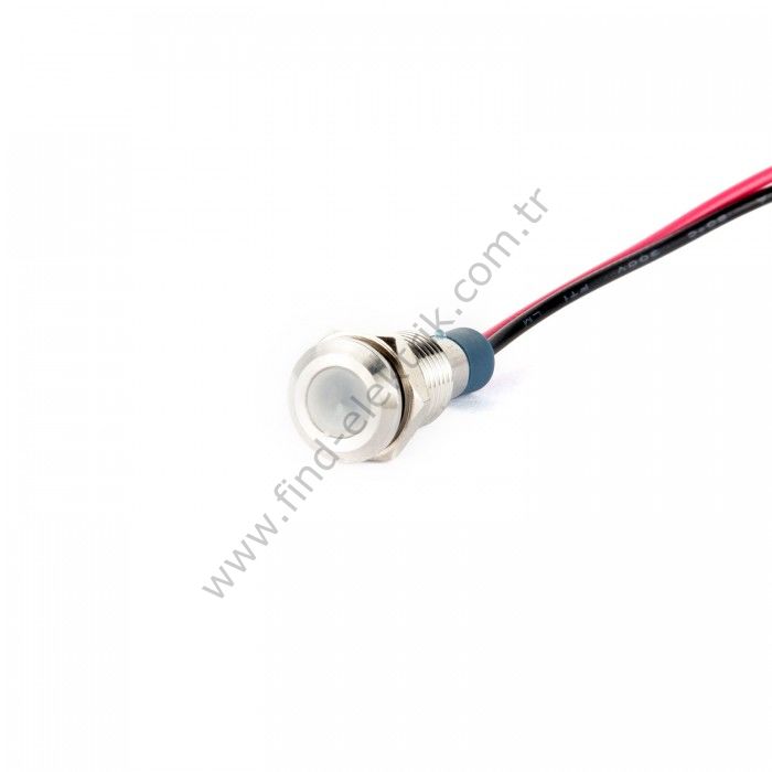Gerta G8-130-15-WD 8mm Metal Sinyal Lambası 15cm Kablolu 6-24V Beyaz