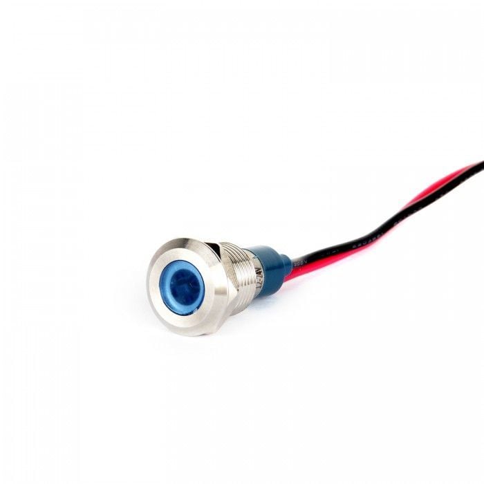 Gerta G10-130-15-BD 6mm Metal Sinyal Lambası 15cm Kablolu 6-24V Mavi