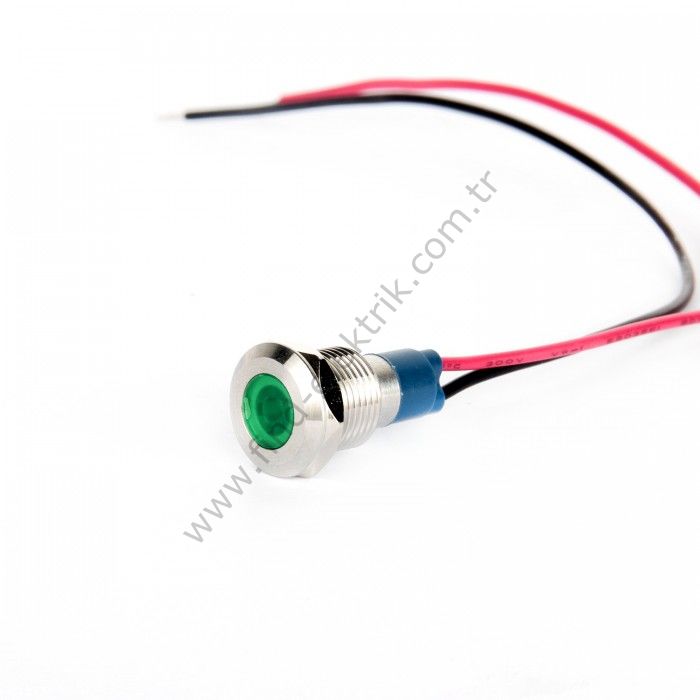 Gerta G10-130-15-Gerta GD 6mm Metal Sinyal Lambası 15cm Kablolu 6-24V Yeşil