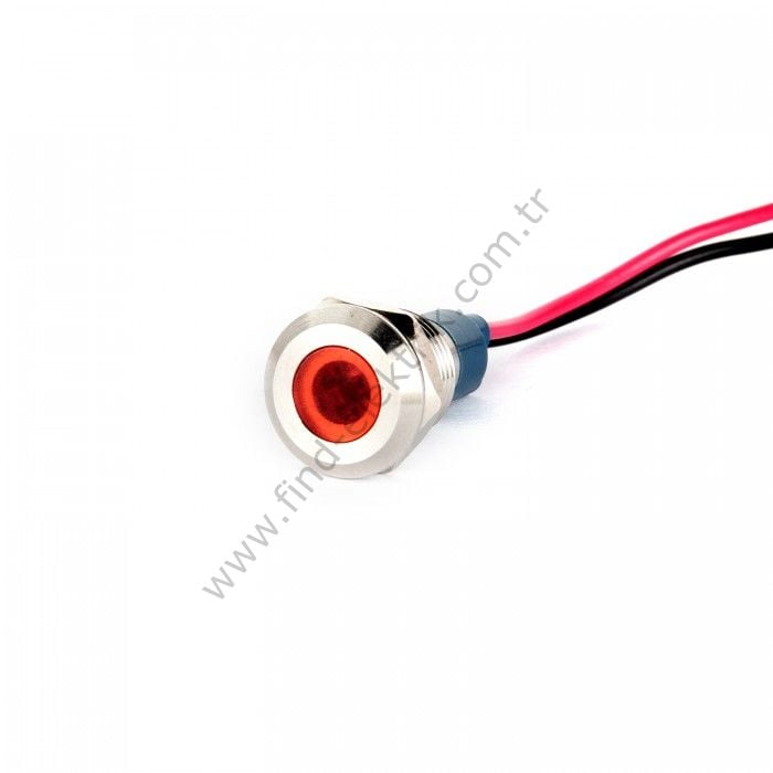 Gerta G10-130-15-RD 6mm Metal Sinyal Lambası 15cm Kablolu 6-24V Kırmızı