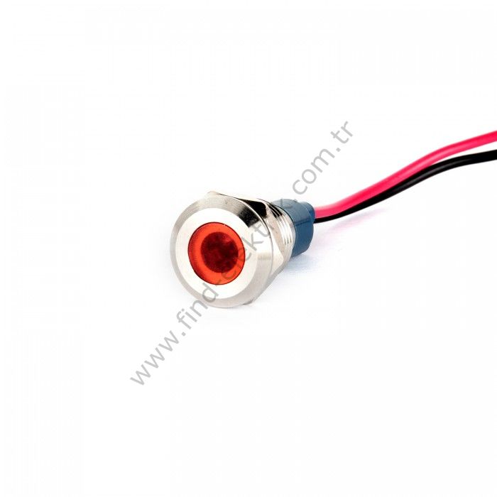 Gerta G10-130-15-RD 6mm Metal Sinyal Lambası 15cm Kablolu 6-24V Kırmızı