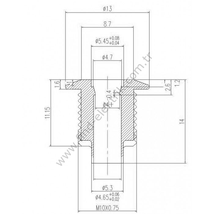 Gerta G10-130-15-RD 6mm Metal Sinyal Lambası 15cm Kablolu 6-24V Kırmızı