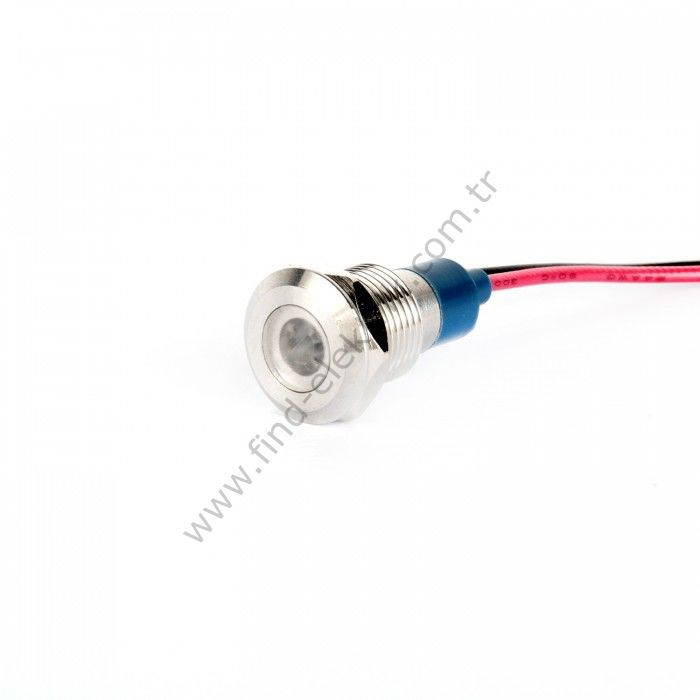 Gerta G10-130-15-WD 6mm Metal Sinyal Lambası 15cm Kablolu 6-24V Beyaz