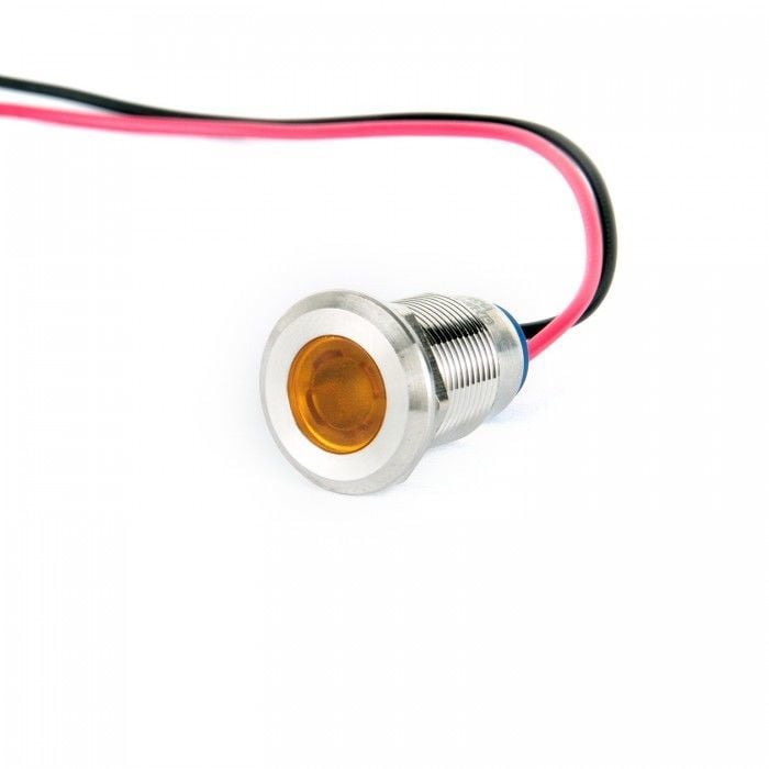 Gerta G12-130-15-YD 12mm Metal Sinyal Lambası 15cm Kablolu 6-24V Sarı