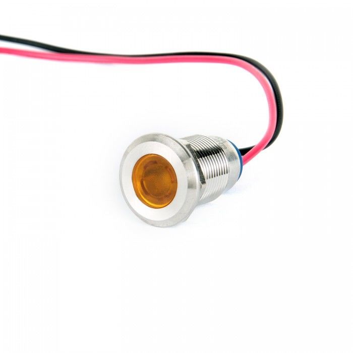 Gerta G12-130-15-YD 12mm Metal Sinyal Lambası 15cm Kablolu 6-24V Sarı