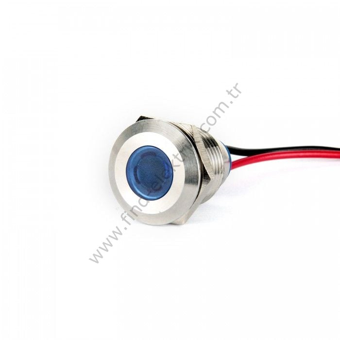 Gerta G14-130-15-BD 6mm Metal Sinyal Lambası 15cm Kablolu 6-24V Mavi