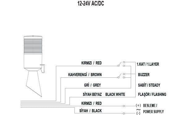 Mucco SNT-B7013-F1-1 Tek Katlı Borulu Korna Sabit Flaşör 12-24V AC/DC