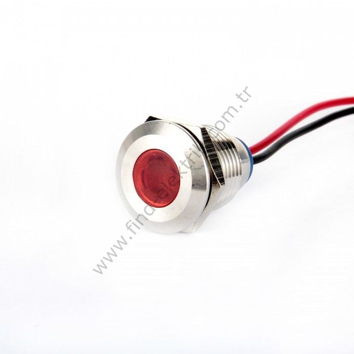 Gerta G14-130-15-RD 6mm Metal Sinyal Lambası 15cm Kablolu 6-24V Kırmızı