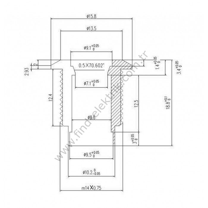 Gerta G14-130-15-RD 6mm Metal Sinyal Lambası 15cm Kablolu 6-24V Kırmızı