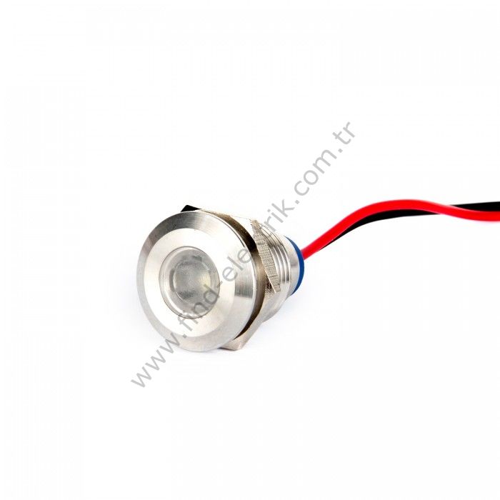 Gerta G14-130-15-WD 6mm Metal Sinyal Lambası 15cm Kablolu 6-24V Beyaz