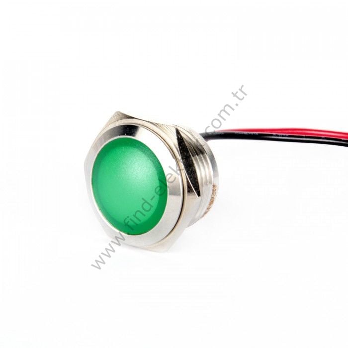 Gerta G16-170LT-Gerta GD 16mm Metal Sinyal Lambası 15cm Kablolu 6-24V Yeşil