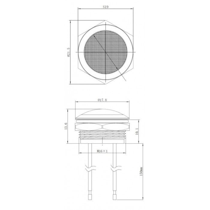 Gerta G16-170LT-RGerta GBD(+) 16mm Metal Sinyal Lambası 15cm Kablolu 6-24V 3 Renk Anot