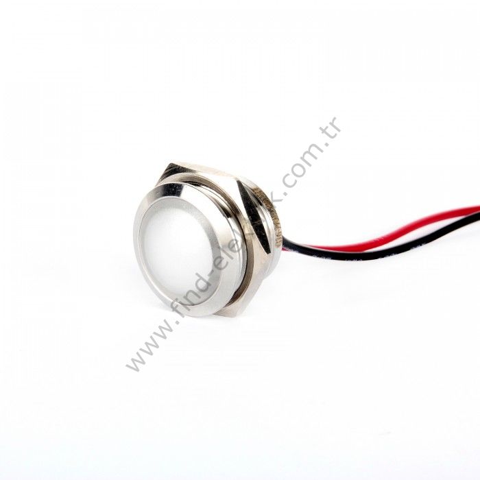 Gerta G16-170LT-WD 16mm Metal Sinyal Lambası 15cm Kablolu 6-24V Beyaz