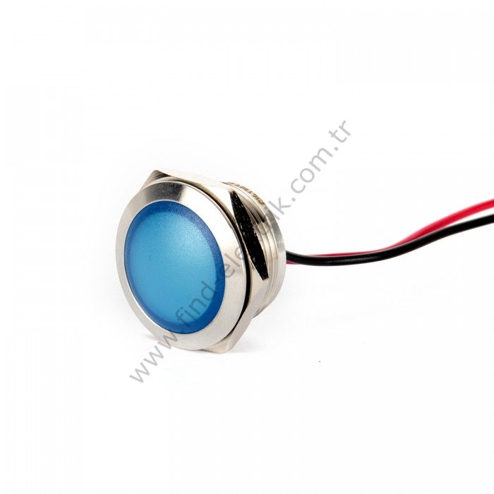 Gerta G19-170LT-BD 16mm Metal Sinyal Lambası 15cm Kablolu 6-24V Mavi