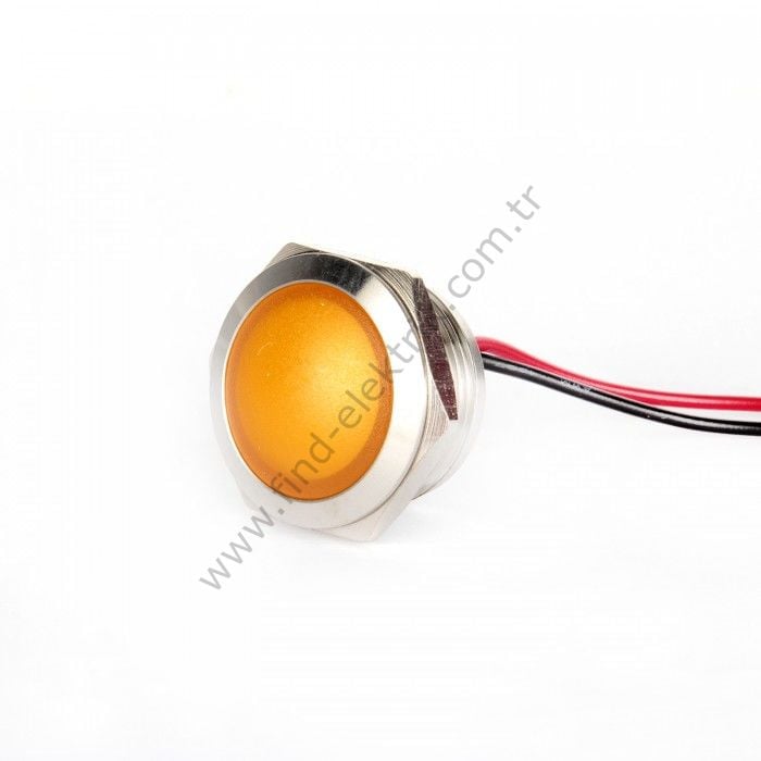 Gerta G19-170LT-YD 16mm Metal Sinyal Lambası 15cm Kablolu 6-24V Sarı