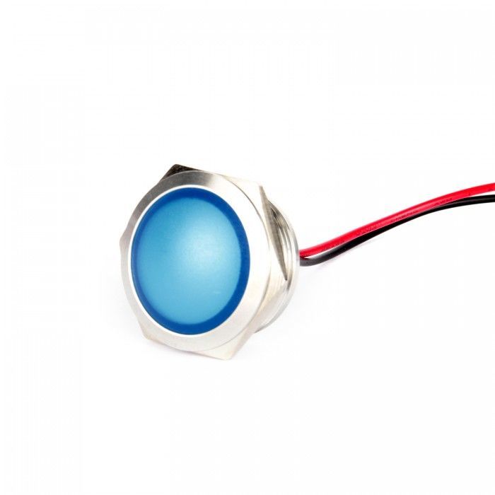 Gerta G22-170LT-BD 16mm Metal Sinyal Lambası 15cm Kablolu 6-24V Mavi