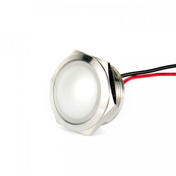 Gerta G22-170LT-WD 16mm Metal Sinyal Lambası 15cm Kablolu 6-24V Beyaz