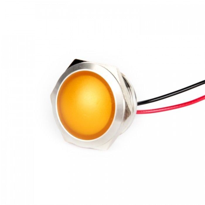 Gerta G22-170LT-YD 16mm Metal Sinyal Lambası 15cm Kablolu 6-24V Sarı