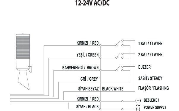 Mucco SNT-B7013-F2-2 İki Katlı Borulu Korna Sabit Flaşör 12-24V AC/DC