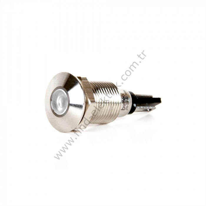 Butto J10-130P-WD 10mm IP67 Metal Sinyal Lambası 6-24VDC Beyaz