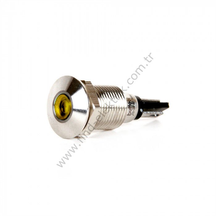 Butto J10-130P-YD 10mm IP67 Metal Sinyal Lambası 6-24VDC Sarı