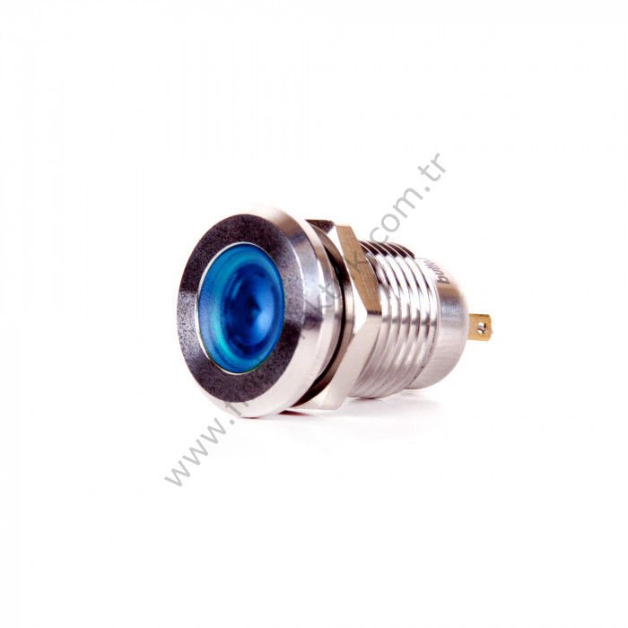 Butto J12-170P-BD 12mm IP67 Metal Sinyal Lambası 6-24VDC Mavi