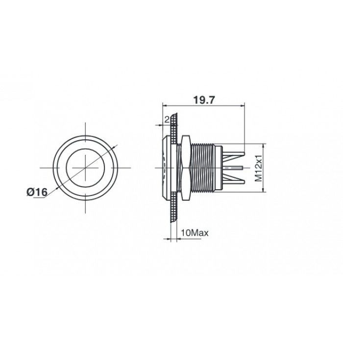 Butto J12-170P-RD 12mm IP67 Metal Sinyal Lambası 6-24VDC Kırmızı