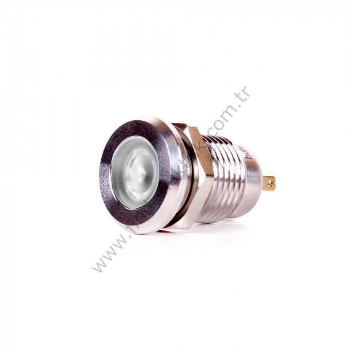 Butto J12-170P-WD 12mm IP67 Metal Sinyal Lambası 6-24VDC Beyaz