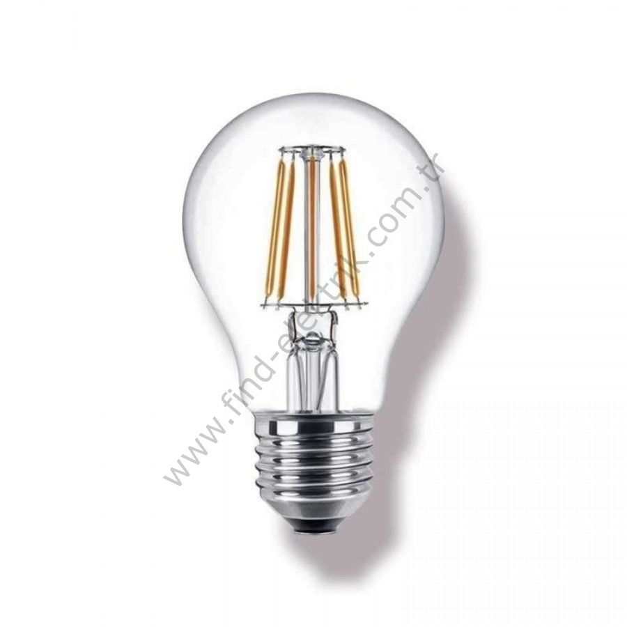 Ecolite A60.Fl.8W.27K Led Fılament Classıc- Ampul : 220V - Şeffaf Cam - 1055 Lümen - 15.000 Saat Ömür Günışığı E27