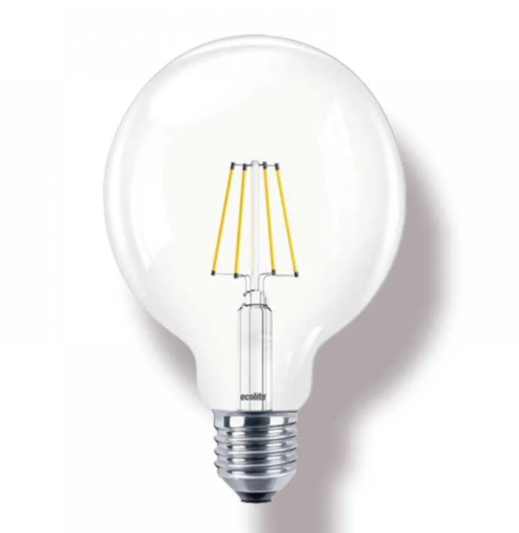 Ecolite G95.Fl.7W.40K Led Fılament Globe G95 Ampul : 220V - Şeffaf Cam - 4000K-960Lümen -15.000 Saat Ömür-Beyaz Işık- E27