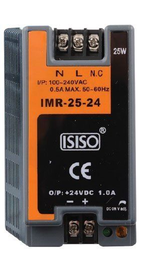 Isıso IMR-25-24 25 W 24 VDC 1.1 A 35*45*90mm Mini Göstergeli Raya Montajlı Switching Güç Kaynağı
