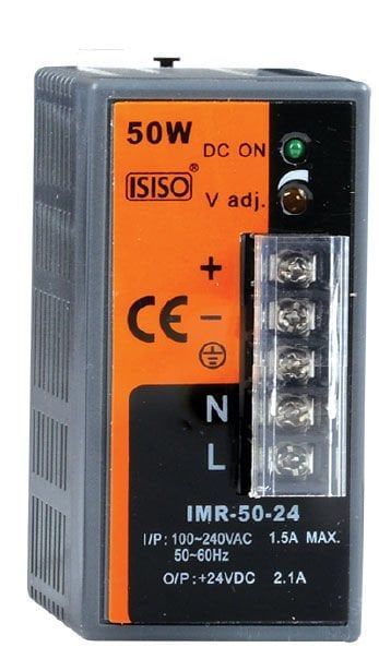 Isıso IMR-50-24 50 W 24 VDC 2.1 A 75.5*4*102mm  Mini Göstergeli Raya Montajlı Switching Güç Kaynağı