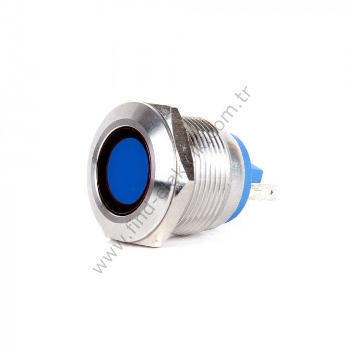Butto J19-170P-BD 19mm IP67 Metal Sinyal Lambası 6-24VDC Mavi