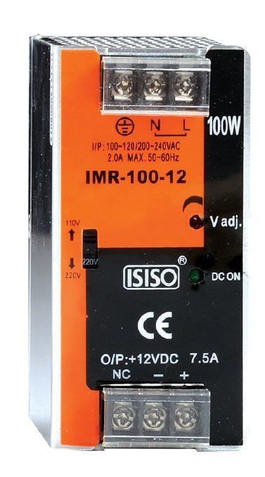 Isıso IMR-100-12 100 W 12 VDC 8.3 A 83*49*100mm  Mini Göstergeli Raya Montajlı Switching Güç Kaynağı